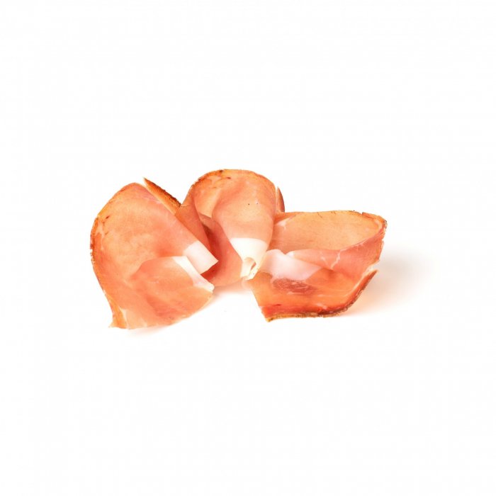 Matured, sliced speck
